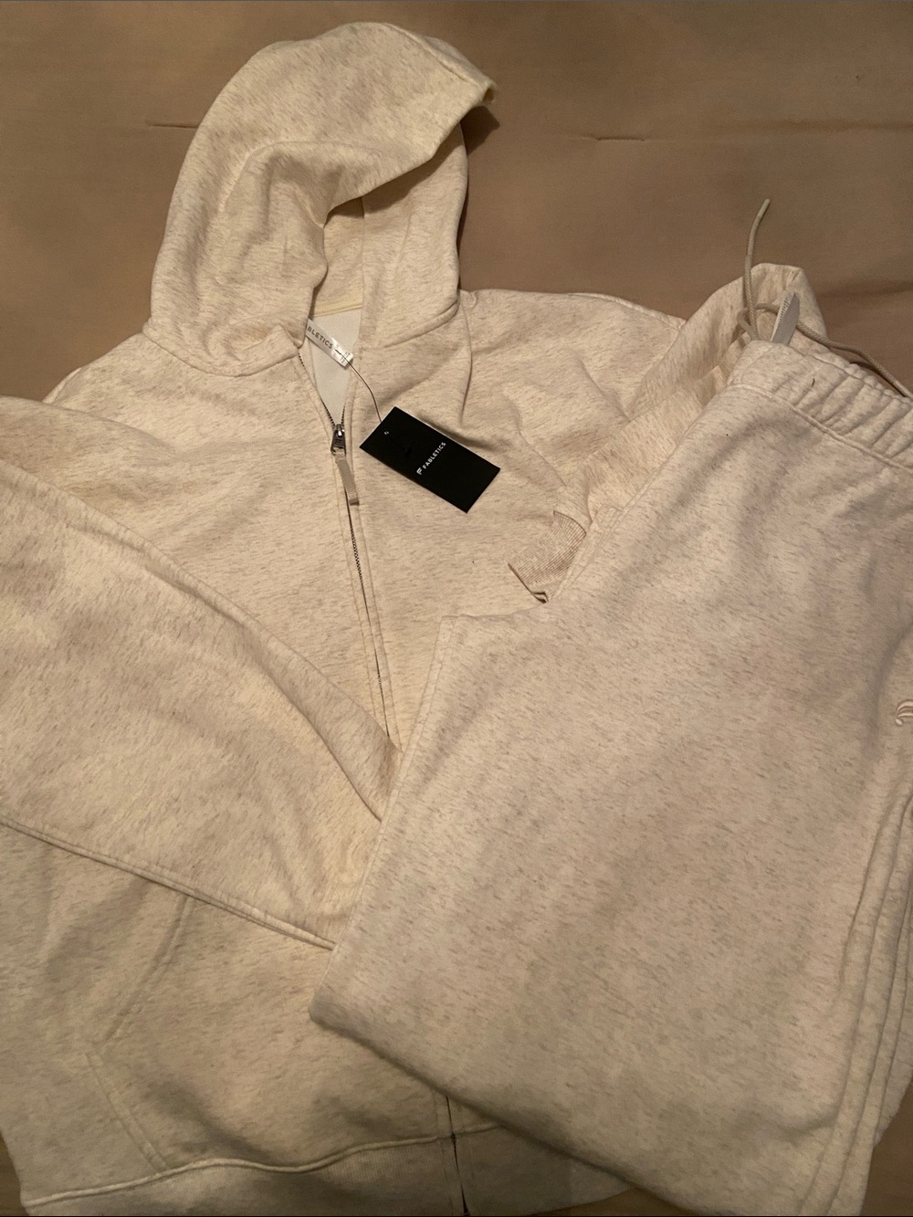Fabletics Men's Cream Zip-Up Hoodie & Joggers Set